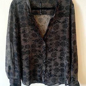 Sheer Floral Business Casual Blouse